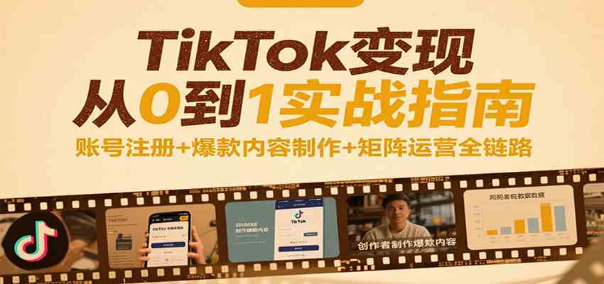 TikTok变现从0到1实战指南：账号注册+爆款内容制作+矩阵运营全链路-爱学习
