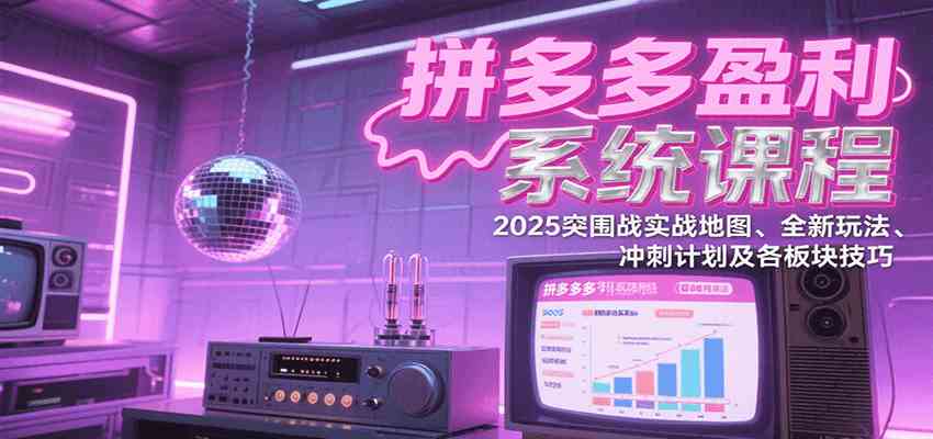 拼多多盈利系统课程：2025突围战实战地图、全新玩法、冲刺计划及各板块技巧-爱学习