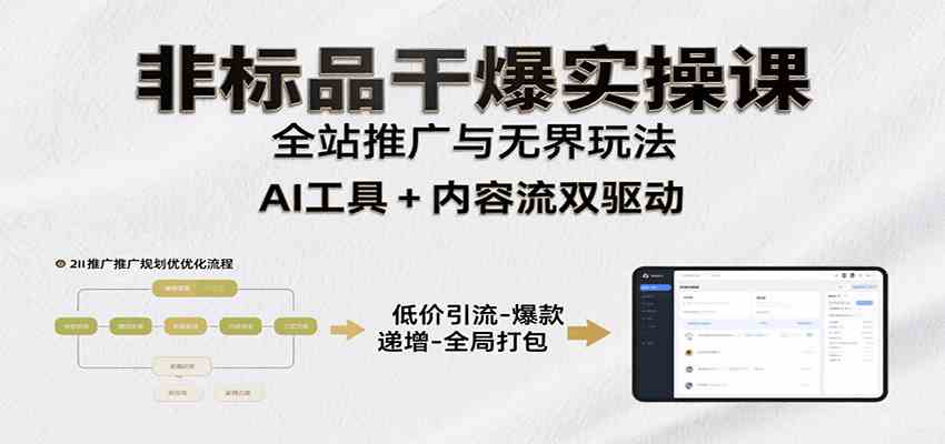 非标品干爆实操课：含多案例及操盘方法，从选品到推广、成交，助力打造爆款实现盈利-爱学习