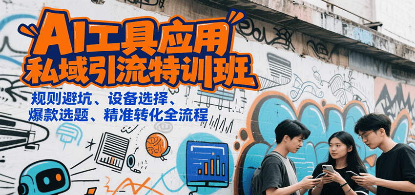 AI工具应用私域引流特训班，规则避坑、设备选择、爆款选题、精准转化全流程-爱学习