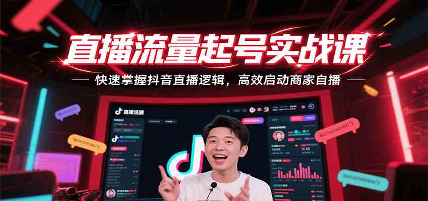 直播流量起号实战课，快速掌握抖音直播逻辑，高效启动商家自播-爱学习