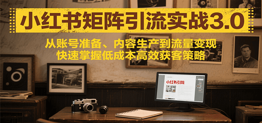 小红书矩阵引流3.0，从账号准备、内容生产到流量变现，快速掌握低成本高效获客策略-爱学习