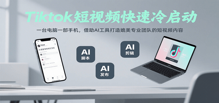Tiktok短视频快速冷启动，一台电脑一部手机，借助AI工具打造媲美专业团队的短视频内容-爱学习