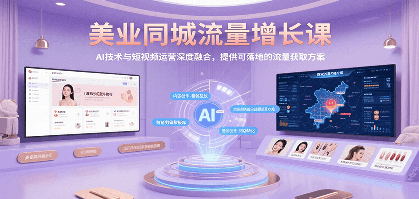 美业同城流量增长课，AI技术与短视频运营深度融合，提供可落地的流量获取方案-爱学习